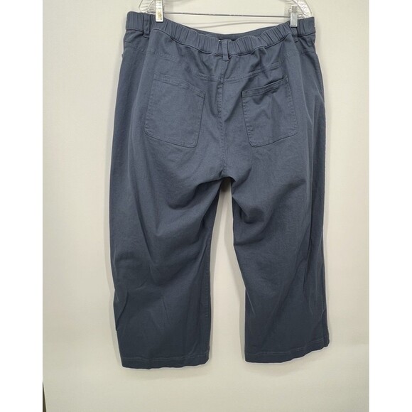 Pact Womens Stretch Twill Wide Leg Pants Size XXL Blue Organic Cotton Ankle - Picture 2 of 11